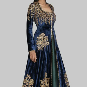 ELEGANT EMBROIDERY on VELVET <b>JACKET</b> & SILK LEHENGA DRESS EMBELLISH CRYSTAL GLASS BEADS,DABKA WORK for Party-WEAR/WEDDING @ 2022 - Product Image 1