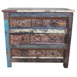 Coffre à tiroirs en bois sculpté à la main, façonnage du bateau - Product Image 4