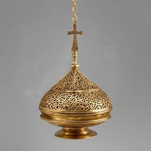 EternaSmoke encensoir en métal orné divin brûleur d'encens d'église traditionnelle avec chaîne en laiton poli vintage pour usage religieux - Product Image 2
