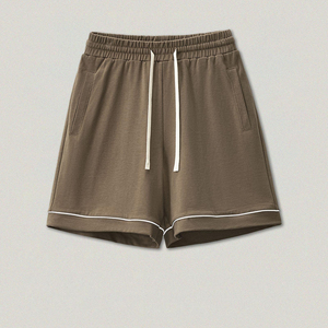 Short décontracté d'été en coton épais pour hommes, taille moyenne de haute qualité, cordon de serrage, jogging, planche en relief solide, court - Product Image 5