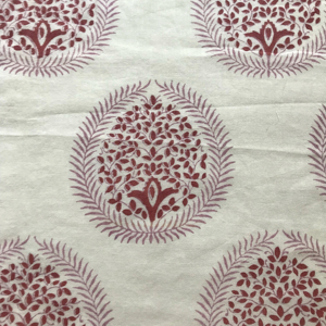 ผ้าฝ้ายพิมพ์ลายด้วยมือ ลายต้นไม้แบบดั้งเดิมของอินเดีย ลายวงกลมบูติ ผลิตด้วยมือโดยช่างฝีมือ - Product Image 1