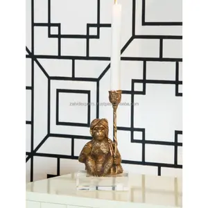 Moderno Portavelas Alto de Metal con Forma de Mono para Actividades Religiosas, Elegante y Hecho a Mano, Zahid Exports - Product Image 1