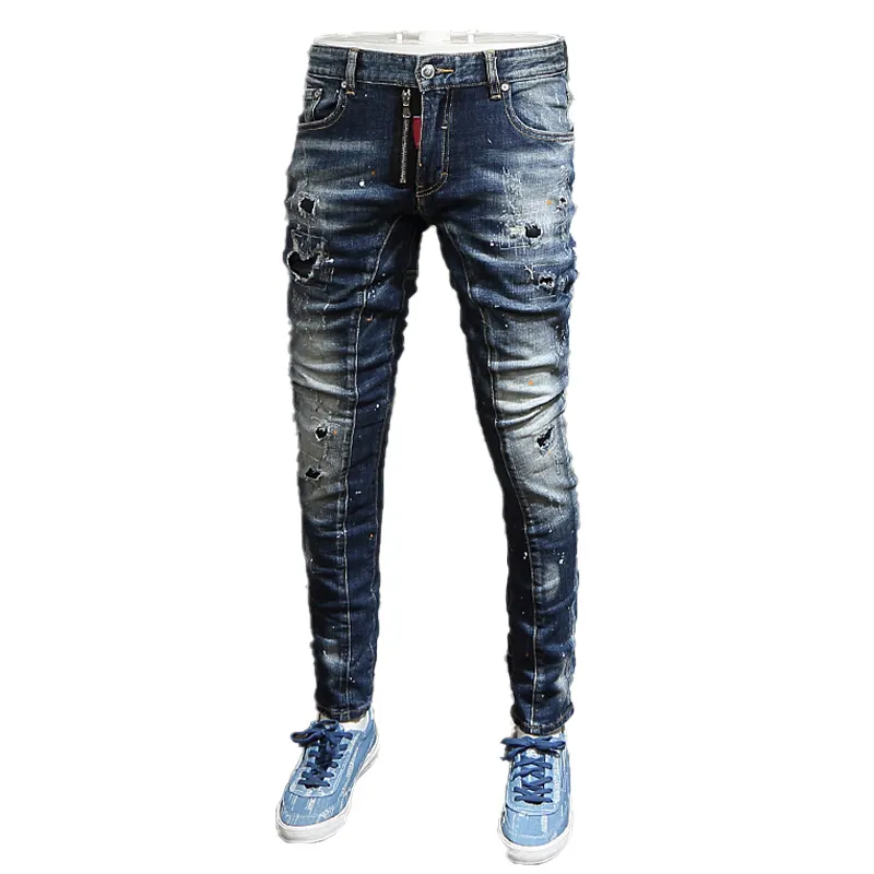 2023 New Fashion Style Manufacturers Customize Men Denim trousers Distressed Jogger Jean Pants High Stretch Men's Jeans