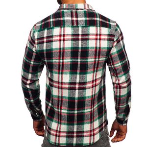Camisa a cuadros de franela de algodón de gran tamaño para hombre, manga larga, cuello vuelto, estilo informal, transpirable y cómodo - Product Image 2