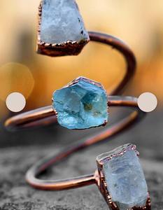 Muy buena calidad aguamarina Hydro Rough Gemstone plata esterlina galvanizada Vintage boda anillo ajustable forma hecha a mano - Product Image 1