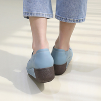 Chaussures de marche décontractées et confortables JSHOE pour femme, en cuir de vachette, style Luna, à enfiler, à semelle compensée, souples et légères