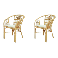 Fauteuil Harmony en bambou et rotin, structure en bois capitonnée, design moderne, pour salle à manger, salon, chaise de détente