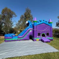 Château gonflable de qualité commerciale en PVC, jeu vidéo en plein air, maison de rebond avec toboggan et piscine