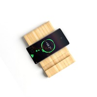 Support de téléphone en bambou avec chargeur sans fil 15W, station de charge rapide sans fil en bois écologique, logo personnalisé, cadeau OEM