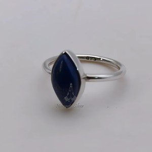Handmade Marquise <b>Lapis</b> <b>Lazuli</b> <b>Ring</b>, Sterling Silver Boho Promise <b>Ring</b> - Product Image 6