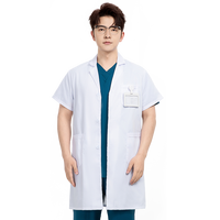 Blouse de médecin unisexe avec logo personnalisé, respirante et confortable, uniforme blanc, blouses de laboratoire longues en coton et polyester