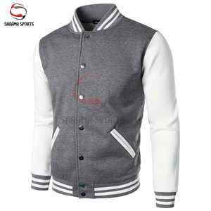 Blouson universitaire personnalisé pour homme, chaud, hiver, style baseball, manches en cuir de mouton, logo brodé, boutons, pour lycée - Product Image 2