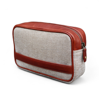 Trousse de Toilette de Voyage Essentielle en Cuir Véritable et Toile, Réutilisable, Pliable, Légère et Portable, Fermeture Éclair, Prix Usine