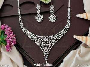 Conjunto de Collar de Diamantes Americanos con Pulido de Rodio Blanco Premium, Joyería de Diseño para Mujer, Ideal para Regalos y Celebraciones - Product Image 3