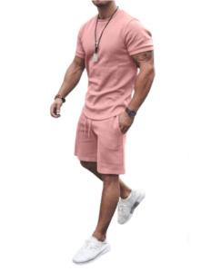 Vêtements de sport de haute qualité, ensemble t-shirt et short en coton doux décontracté, t-shirts personnalisés avec logo et shorts assortis pour hommes - Product Image 3