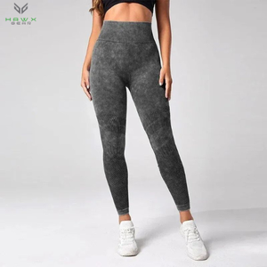 Collants de Sport élastiques taille haute pour femmes pantalons de Yoga de Fitness sans couture Scrunch bout à bout Spandex/Leggings en Nylon pour vêtements de sport teints - Product Image 5