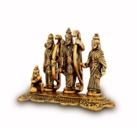 Statue Artisanale en Alliage d'Aluminium Plaqué Or de la Famille Rama, Lakshman, Sita, Mata, Hanuman – Design Créatif Écologique pour Cadeau