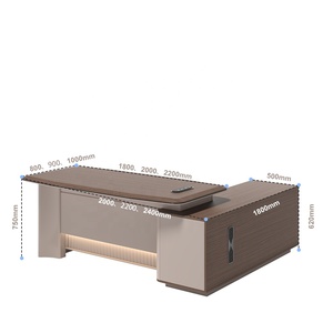 Bureau de direction en forme de L réversible avec armoire de classement et rangement, design bicolore, grande table - Product Image 4