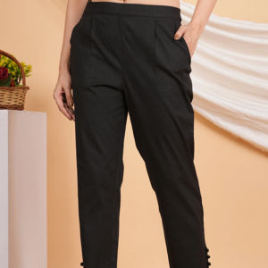 Pantalones de Licra Negros Elásticos para Mujer, Corte Regular para Comodidad en la Oficina, Viajes y Uso Diario - Product Image 1