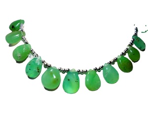 ลูกปัดอัญมณีคริโซเพรสธรรมชาติจากออสเตรเลียทรงหลวมลายหินสีเขียวแบบสายลูกแพร์สำหรับทำเครื่องประดับ - Product Image 1