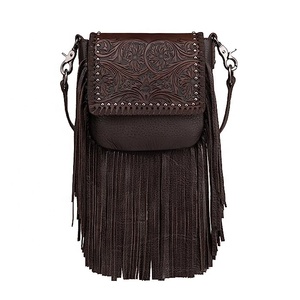 Últimos monederos de moda para mujer, bolso bandolera Floral de cuero de vaca con diseño solitario de borla, bandolera Boho Chic - Product Image 4