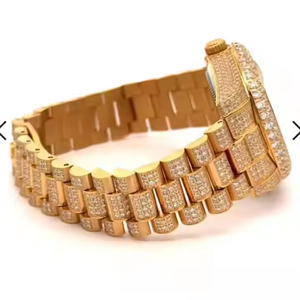 VVS Moissanite diamant clouté mouvement automatique entièrement glacé buste vers le bas montres-bracelets pour hommes femmes fabricant de l'inde - Product Image 3