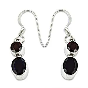 Boucles d'oreilles pendantes en argent 925 avec grenat pour femmes - Product Image 1