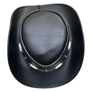 Chapeaux de cowboy en cuir de qualité supérieure, bande unisexe, mode, chapeaux de cowboy occidentaux larges personnalisés à vendre, fabriqués au Pakistan - Product Image 4