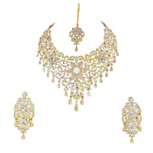 Ensemble de bijoux de style vintage en alliage de zircon cristal, design floral, collier, boucles d'oreilles, coiffe, pour femmes, fiançailles, mariage, anniversaire - Product Image 3