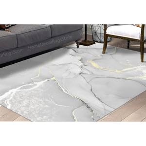Tapis moderne gris imprimé marbre : doux, populaire, design mural, tapis fin non tissé - Product Image 2