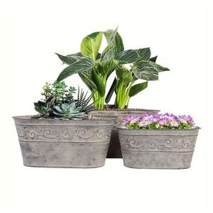 Pot de fleurs en zinc galvanisé avec seau en métal, vase rustique pour jardin, maison, cuisine, bureau et ferme - Product Image 1