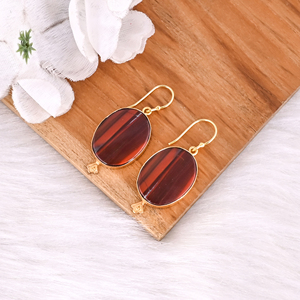 Boucles d'oreilles bohèmes en laiton avec pierre de jaspe serpent, bijoux ethniques faits à la main, boucles d'oreilles en laiton de haute qualité, commande en gros - Product Image 3