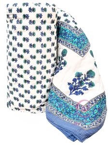 400 TC Organic Traditional Blue Floral Printed <b>Single</b> Bed Razai Washable Soft Fluffy Lightweight Eco-Friendly Hotel Comforter - Product Image 5