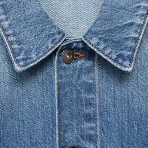 Chaqueta vaquera azul claro para hombre, informal, con botones en la parte delantera, ropa exterior sin costuras, para gimnasio, fitness, entrenamiento, personalizada, transpirable, estilo urbano. - Product Image 2