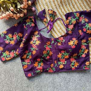 Touch of Golden And Silver Real Weaving Flower Vichitra Silk <b>Readymade</b> <b>Blouse</b> - Product Image 2