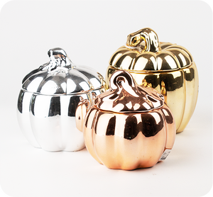 ชามโลหะตกแต่งบ้านรูปฟักทองทำมือเคลือบทองพร้อมฝาปิดสำหรับงานปาร์ตี้ - Product Image 1