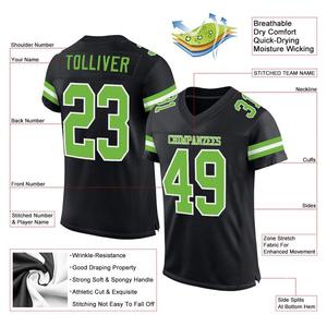 Custom FootballJerseyPremium Quality Soccer Uniform|EM&ODM Manufacturer Custom Black Neon <b>Green</b>-White <b>Mesh</b> Authentic Football - Product Image 2