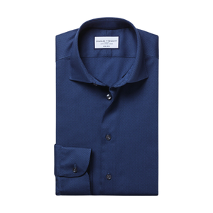 เสื้อเชิ้ตลายตารางเนื้อผ้าไม่รีดคอปกกึ่งตัดสีม่วงแดงเข้มและใส่สบาย - Product Image 6