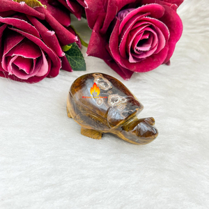 Antique Carved Tiger <b>Eye</b> Gemstone Tortoise Handmade Natural Crystal Stone Engraved Antiqued Mascot Semi-Precious Stone <b>Crafts</b> - Product Image 5