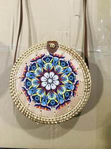 Bolso de ratán de alta calidad para mujer, Bali bohemio de bolso cruzado de playa, forro de algodón en forma de barril con perlas - Product Image 6