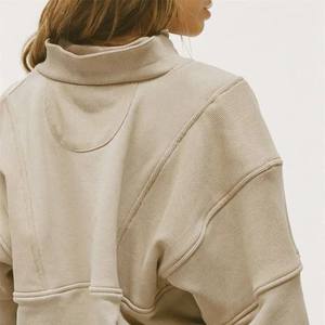 Sweat à capuche oversize à col rond et fermeture éclair, personnalisable, pour femme, automne, lourd, pull chaud en polaire de coton, MS-HD-1048 - Product Image 5