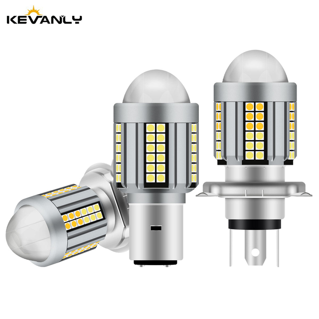 High Power DC12-80V CSP LED Motorcycle Headlight Bulb H4 BA20D White Yellow High Low Beam 3000K 6000K