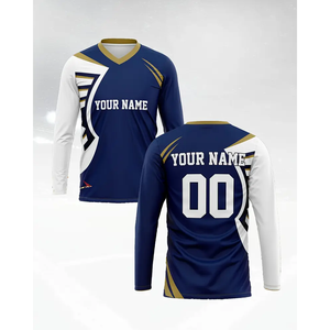 High Quality Adult American Soccer Jersey Tops OEM Service Automated Cutting <b>Football</b> Jersey Blue & <b>White</b> Color - Product Image 3