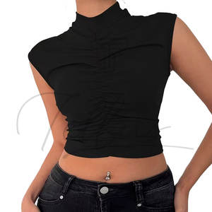 High Quality Women's <b>Short</b> <b>Sleeveless</b> Knitted Tank <b>Top</b> Quick Dry Breathable Gym <b>Top</b> with Front Logo - Product Image 2