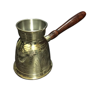 Cafetera de latón Kanaka Cezve árabe turco con mango de madera - Product Image 4