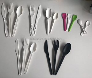 Oem Custom 100% Eco Vriendelijke Vlucht Plastic Lepel Vork En Mes Kit Composteerbaar Bestek Sets Biologisch Afbreekbaar Pla Bestek Packs