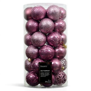 Amicasa Set of 37pcs Vintage Pink <b>Plastic</b> Christmas <b>Tree</b> Balls 6cm Vintage Pink Ball Ornament 9022680 - Product Image 2