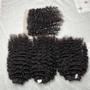 Extensiones de cabello humano con mechones rizados birmanos crudos sin procesar 100%, cabello humano de trama doble de donante único - Product Image 2