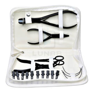 Pro in Tape Press Hair Extension <b>Pliers</b> <b>C</b> Shape Needles Hair Styling <b>Clips</b> Small Hair Cutting Scissor in Black Matte Color - Product Image 1