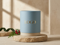 Boîte cadeau de luxe personnalisée en deux parties pour bougies rondes, en papier d'art avec revêtement UV, logo gaufré, tirette en cuir, emballage de décoration de Noël pour la maison